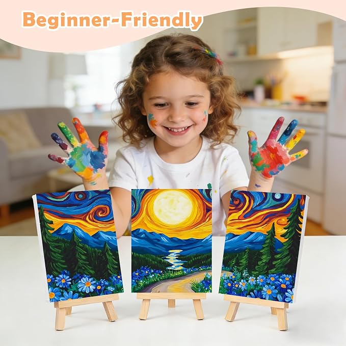 3 Piece Paint by Numbers Kit for Kids Easy Kid Paint by Number Kits Ages 8-12 Forest DIY Painting Kits for Kids Age 4-8 Beginner Paint by Number Canvas with Frame Children Color by Numbers Kit 8x12 In