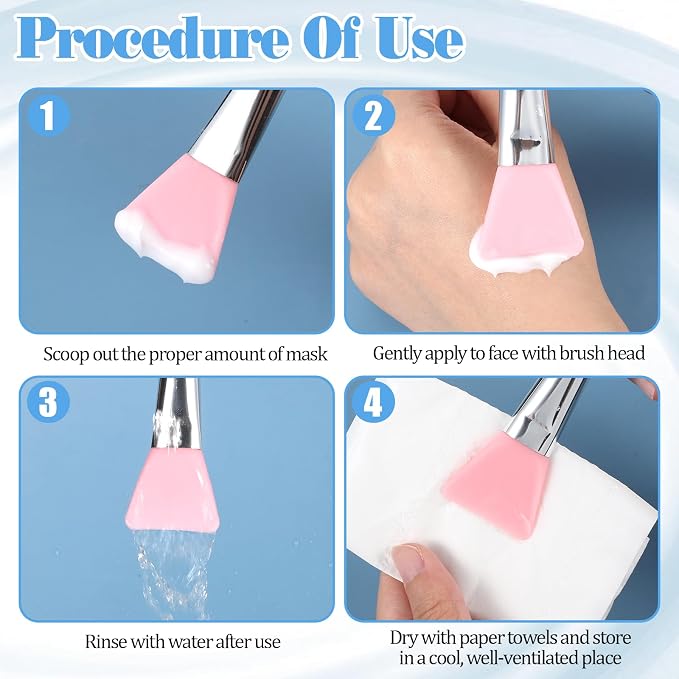 7PCS Silicone Brush Applicator Kit, Resin Brush Applicator UV Resin Brushes Applicators Jelly Brushes Applicators for Cream Makeup Products and Epoxy Art Crafting, Pink
