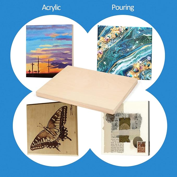 Falling in Art 2 Pack 20x20 Unfinished Birch Wood Panels Kit for Painting | Studio 3/4’’ Deep Wood Canvas, Cradle Boards for Acrylic Pouring, Art, Crafts, Epoxy Resin, Laser Engraving Cutting