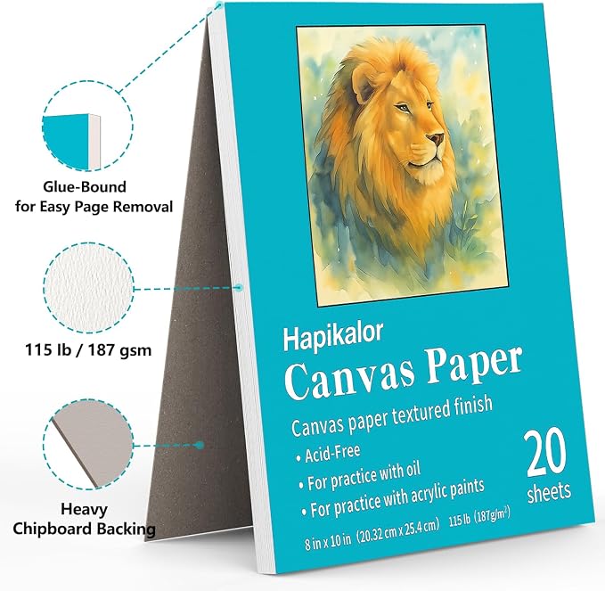 Canvas Painting Acrylic Sketch Book - 8x10 Inch, 20 Sheets (115lb/187g)