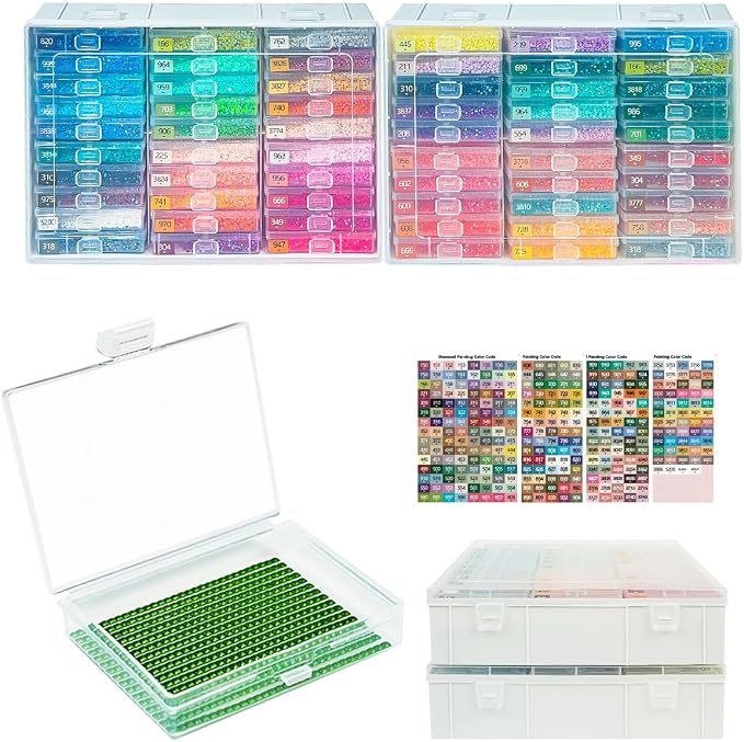Diamond Art Trays with Lids, 60PCS Diamond Painting Storage, White | 60PCS Diamond Painting Trays with Lids ＆ Diamond Art Storage, Diamond Painting Accessories for Beads (2 Packs)