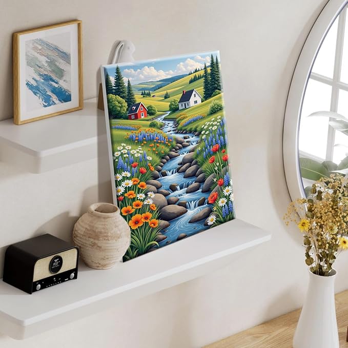 SparkGlow Framed Paint by Numbers Kit for Adults Landscape, 8×12 Inch | Premium Canvas, Include Easel, Number Painting for Gift, Home Decoration, Relaxing and Joyful, DIY Acrylic Oil Painting