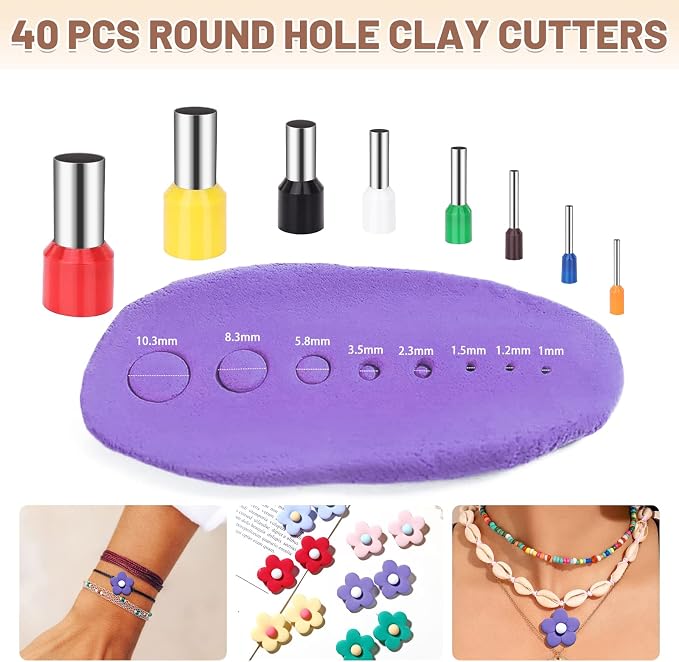 Yofuly Polymer Clay Machine Set - Press, Roller, Extruder, 40 Circle Cutters & 120 Earring Accessories