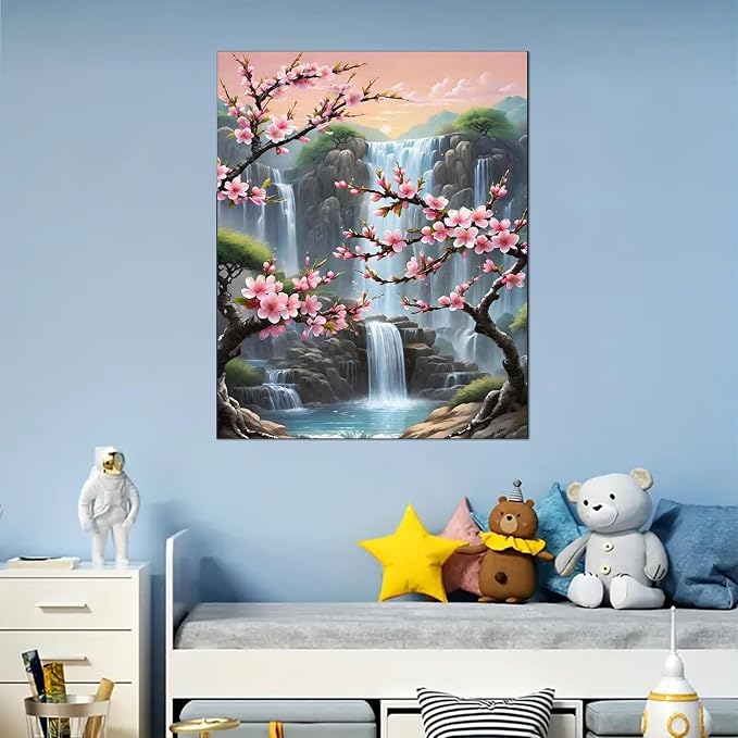 Arttoplus Waterfall Paint by Numbers Kit for Adults Beginner 16x20 inch | Landscape Adult Paint by Number Kits on Canvas, Diy Oil Acrylic Painting by Number for Gift Home Wall Decor (Without Frame)