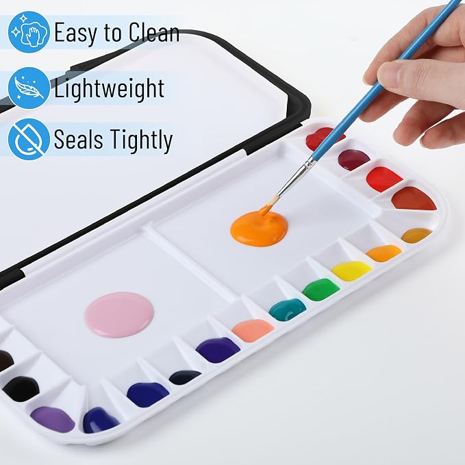 Mr. Pen- Airtight Watercolor Palette with Lid, 18 Wells & 2 Mixing Areas | Lightweight Sealing Paint Palette for Travel, Painting, Watercolor Mixing, Art Class and Studio Use