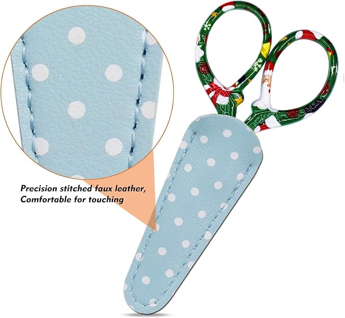 3.6 inch Scissors with Sheath for Embroidery Knitting Craft Yarn | Stainless Steel Scissors with Leather Scissor Cover Little Straight Stainless Steel Pointed Tip Shears for Thread Cutting