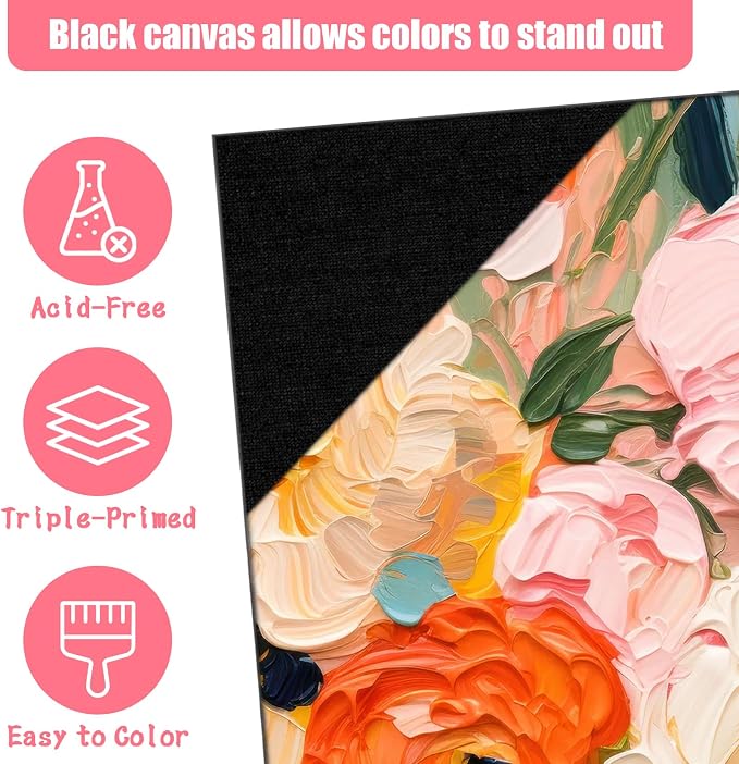 24PCS 8x8 Inch Black Canvas Panels, Small Canvas Boards for Painting, Cotton Canvas Panels for Oil Acrylic Watercolor Paint