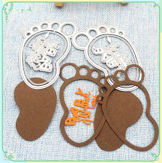 Baby Shower Cutting Die Baby Products Die Cuts for Card Making Cute Infant Foot Dies for Baby Shower Decoupage DIY Scrapbooking Photo Album Card Craft Birthday Decor Stencil Template Tool