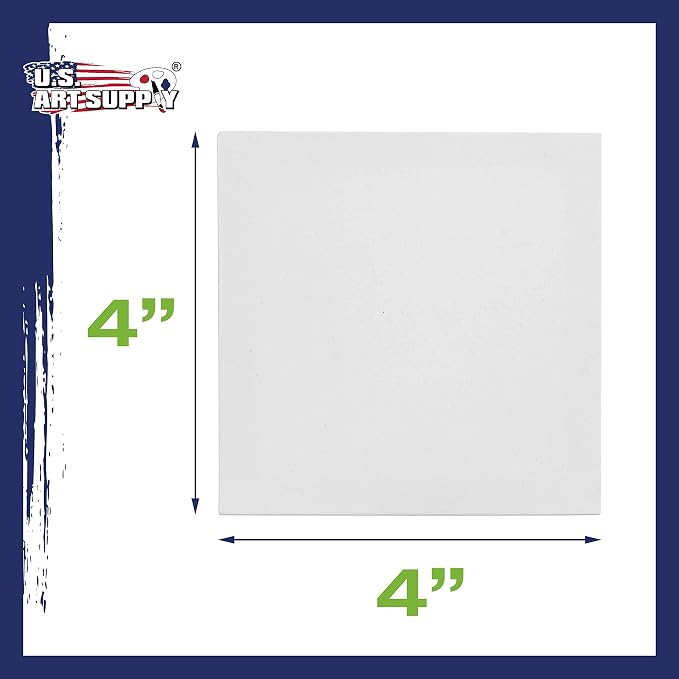 U.S. Art Supply 4"x4" Mini Square Canvases for Painting, Bulk Pack of 24
