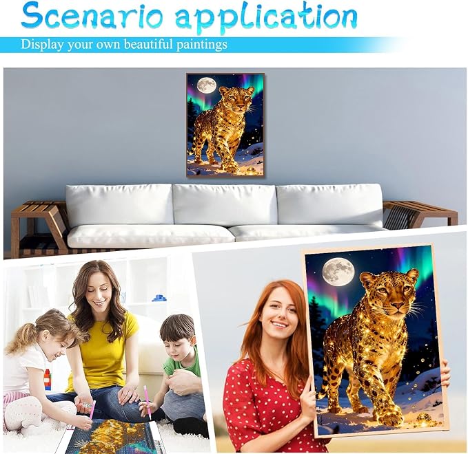XUCNWL Diamond Art Kits for Adults,Cheetah Diamond Painting,12 x 16 Inch