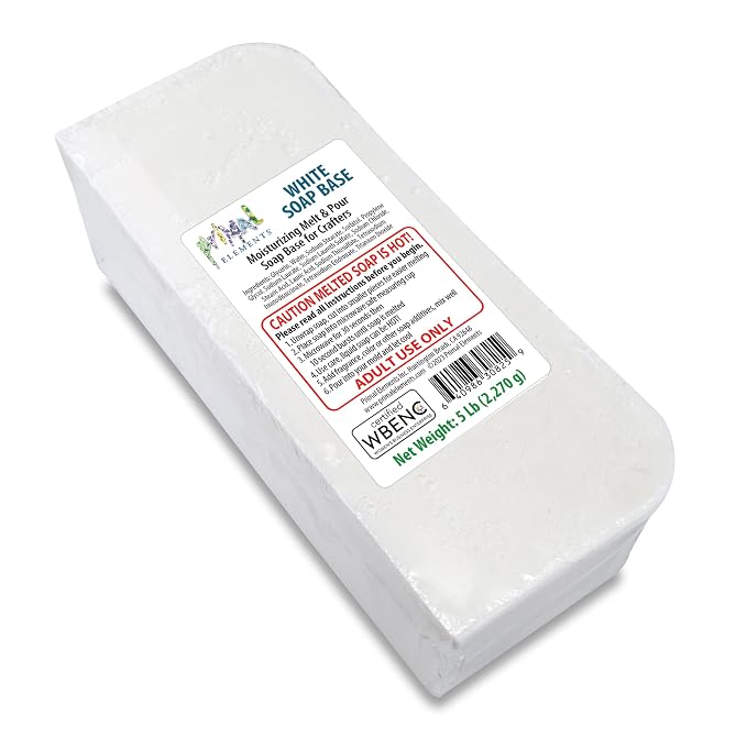 Primal Elements White Soap Base - Moisturizing Melt and Pour Glycerin Soap Base for Crafting and Soap Making, Easy to Cut, Unscented - 5 Pound