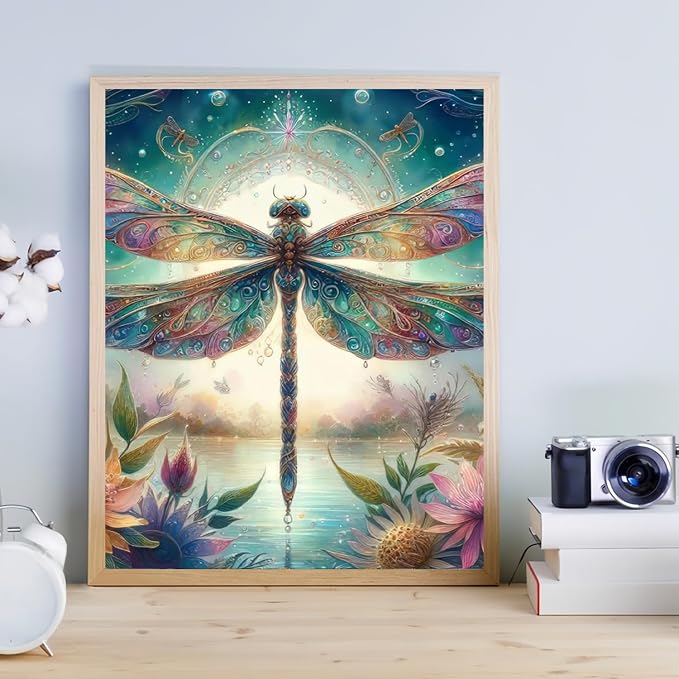 Vintage Dragonfly Paint by Numbers Kit for Adults Beginner (Without Frame)
