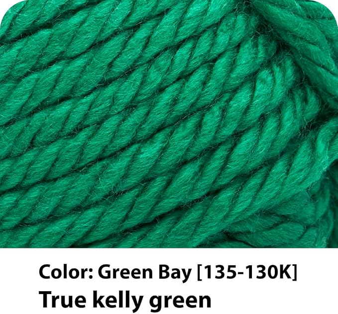 Lion Brand Yarn, Hometown Yarn, Green Bay, Kelly Green, 1 Pack | Super Bulky Acrylic Fiber for Warm Crochet Blankets, Knit Winter Hats, Chunky Cardigans, Soft Scarves, Weaving