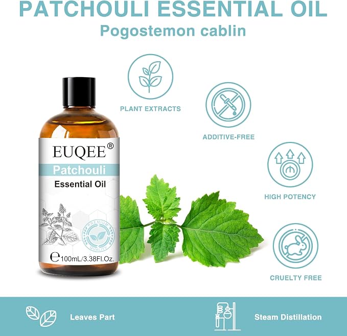 EUQEE 100ml Patchouli Essential Oil for Massage 3.38 Fl Oz