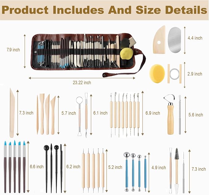 CeeVian Pottery Sculpting Tools Set 43PCS Clay Carving Tools