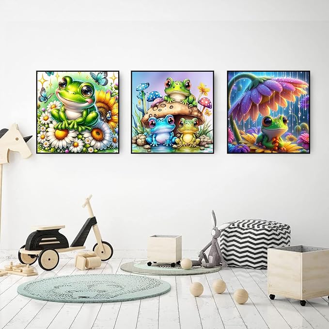 croshom Diamond Art Kits for Adults, 3 Packs Frog Diamond Art Painting Kits