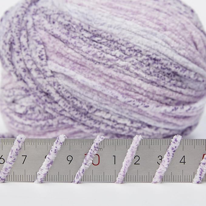 NICEEC 2 Skeins Soft Chenille Yarn 2x255m(2x279yds,3x150g)_Foggy Purple