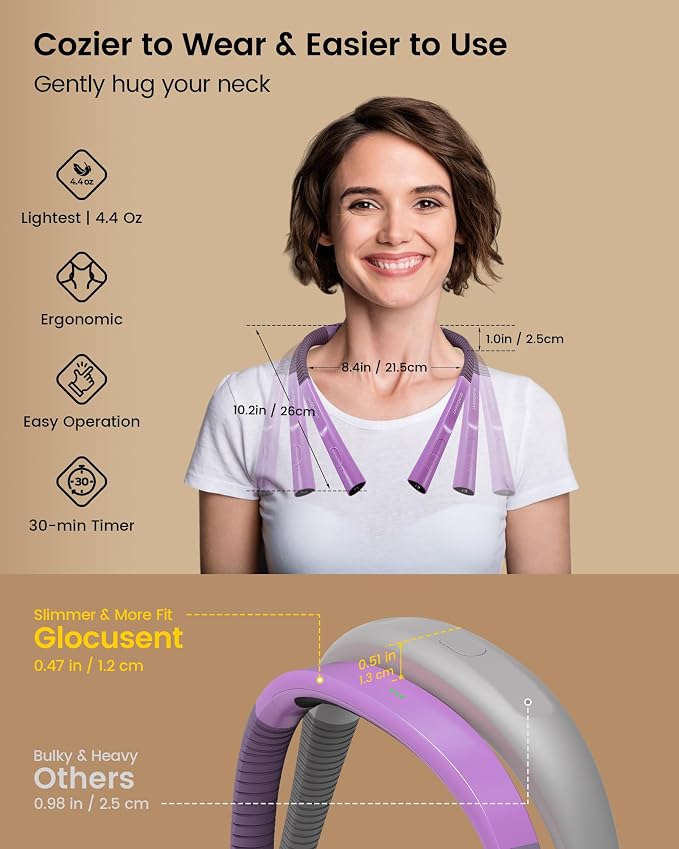 Glocusent Upgraded LED Neck Reading Light, Book Light for Reading in Bed | 30-min Timer, 3 Colors & 3 Brightness, Rechargeable, Eye-Caring Perfect for Women, Knitting,Crocheting, Repairing,Christmas