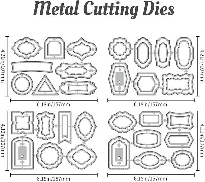 30 Styles Labels Die Cuts for Card Making Backgrounds Frame Metal Cutting Die for Scrapbooking Carbon Steel Embossing Template Tab Note Cutting Dies DIY Cards Album Crafts Supplies