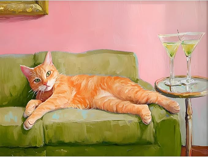 Orange Cat Diamond Art Kits for Adults Diamond Painting Kit for Beginner | 5D Animal DIY Funny Vintage Diamond Dots Full Drill Crafts for Gem Art Dot Art for Adults Home Wall Decor for Teens 12x16 in