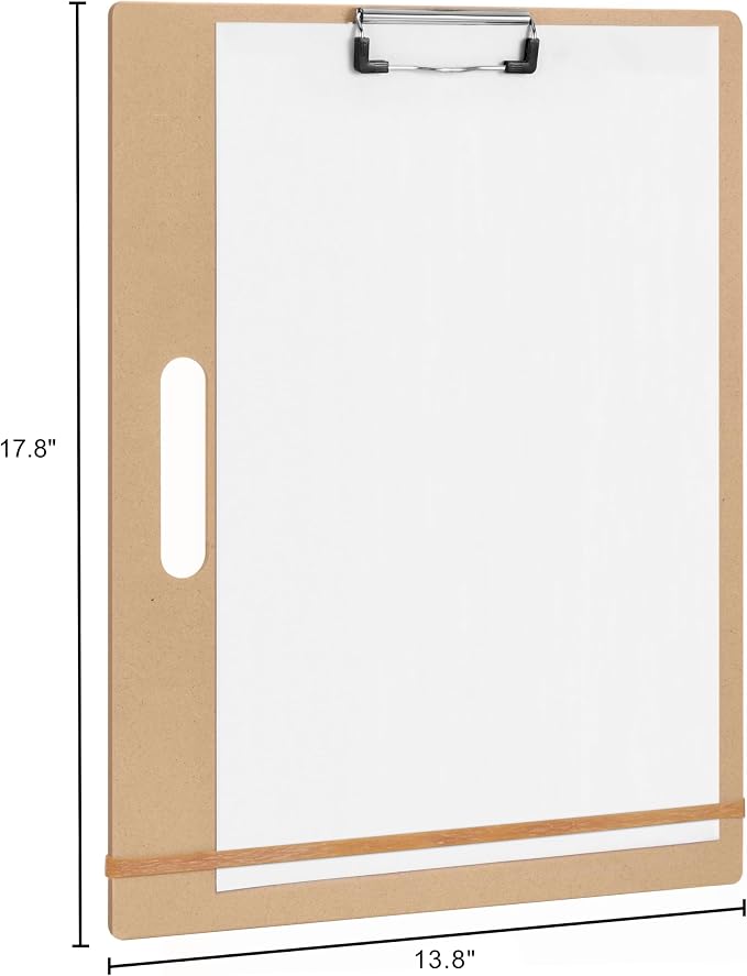 14"x18" Drawing Board with Clip, Rubber Bands and Carry Handle | Portable Lightweight Art Board For Sketching, Durable Watercolor Board For Artists Indoor Outdoor Use, Art Supply