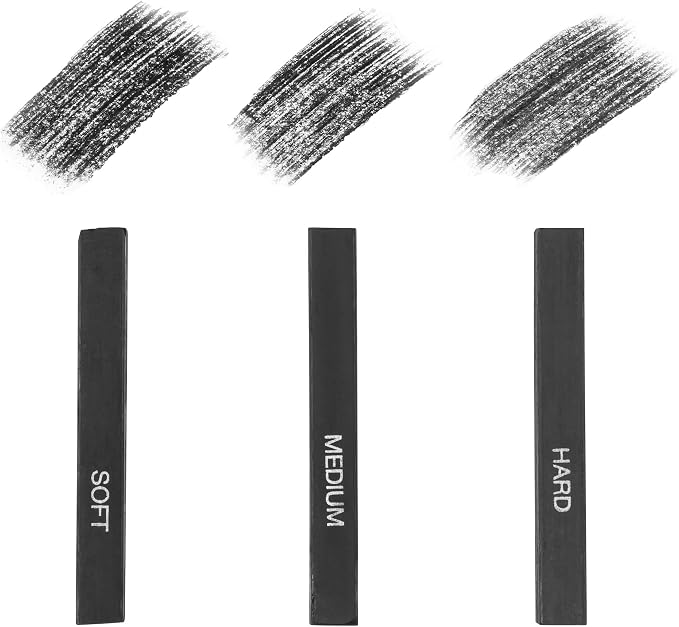 Pacific Arc Compressed Charcoal Sticks Hard 12 Pack for Drawing, Sketching, and Shading
