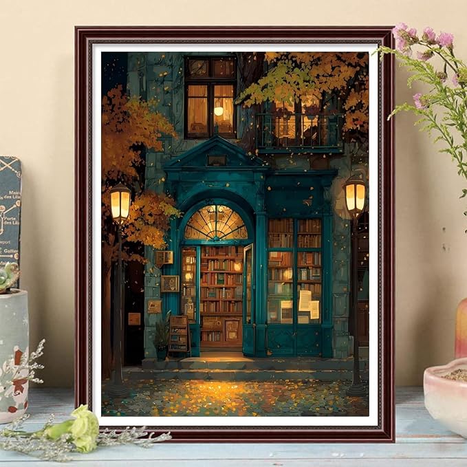 DAZZLEDOTS Diamond Art Kits for Adults, Bookstore Round Diamond Painting