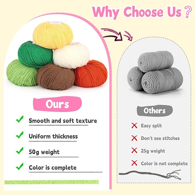 Katech Cotton Acrylic Blend Yarn for Crocheting-Crochet Yarn Set (White) | 55% Cotton 45% Acrylic#3 DK (Light)-Super Soft Milk Cotton Yarn-Great Crochet and Knitting Starter Kit for Colorful Craft