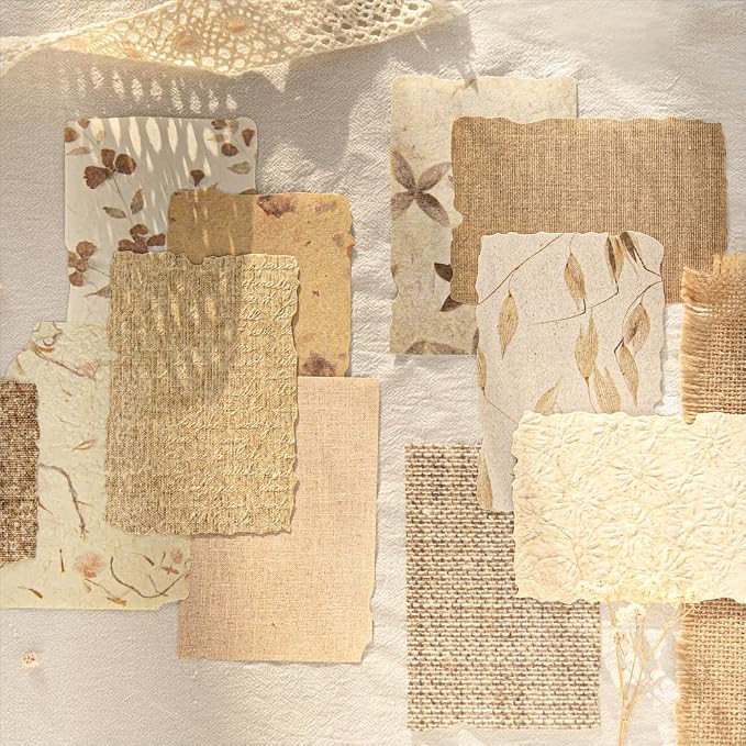 84 Sheets Textured Scrapbook Paper & 3D Embossed Collage Paper | 2.4 x 3.2 & 3.4 x 4.9 in | Deckled Edge | 3D Embossed | Junk Journaling | Mixed Media | Card Making