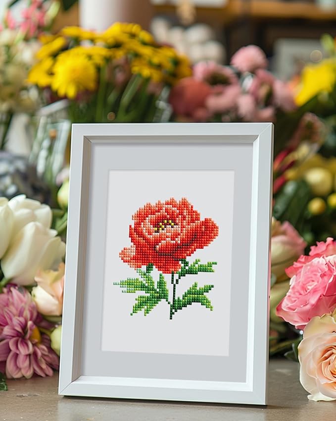 PeakLuv Small Diamond Art Kits Flowers Mini Diamond Painting Kit for Adults