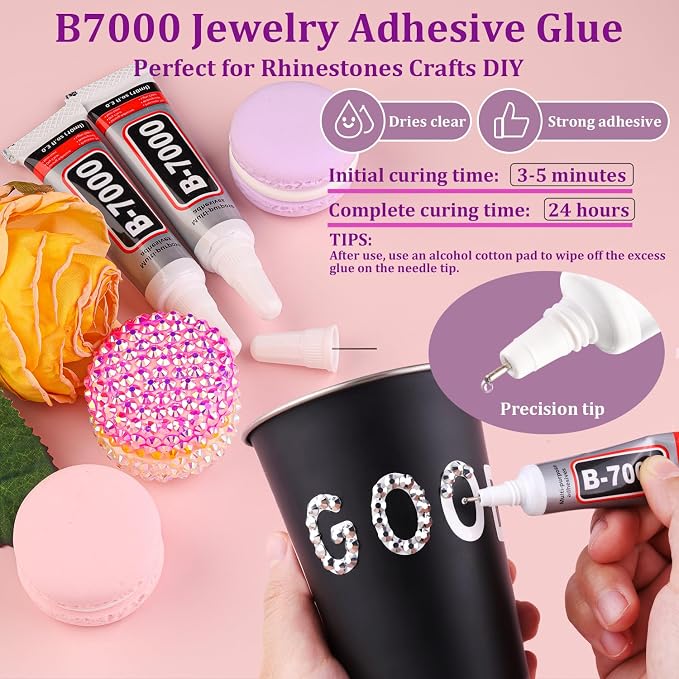 25000Pcs Resin Rhinestones for Crafting, Silver 2-6mm Mixed Sizes Non Hotfix Flatback Gems with 1Pcs Glue, Bedazzling Crystal for DIY Craft Clothing Mugs Tumblers Shoes Fabric Decor Nail Art