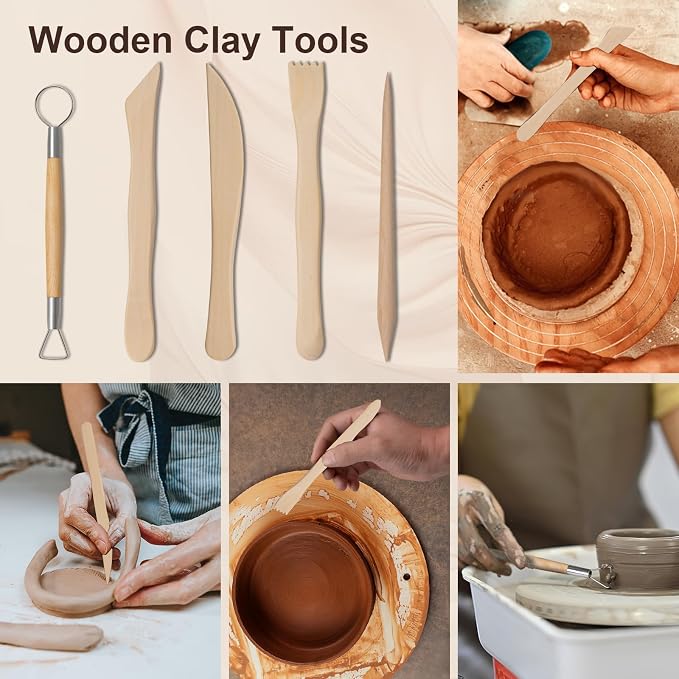 Amrules 38 Pcs Polymer Clay Sculpting Tools Kit for Adults, Light Yellow | Multi-Functional for Carving, Dotting & Molding, Ideal for Art Class & Pottery Studio, Comes with Zipper Storage Bag