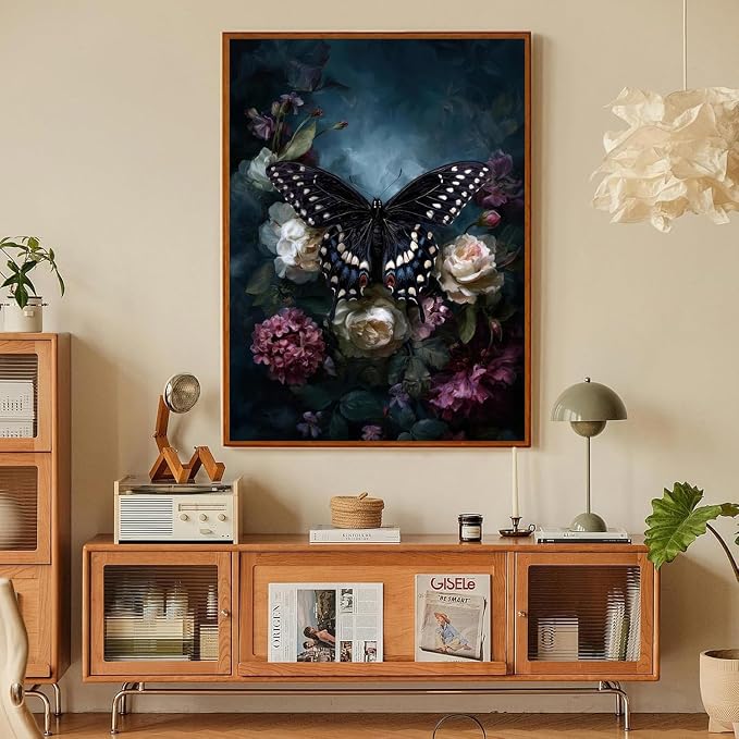Butterfly Paint by Numbers Kit for Adults Framed Canvas, Frameworkless