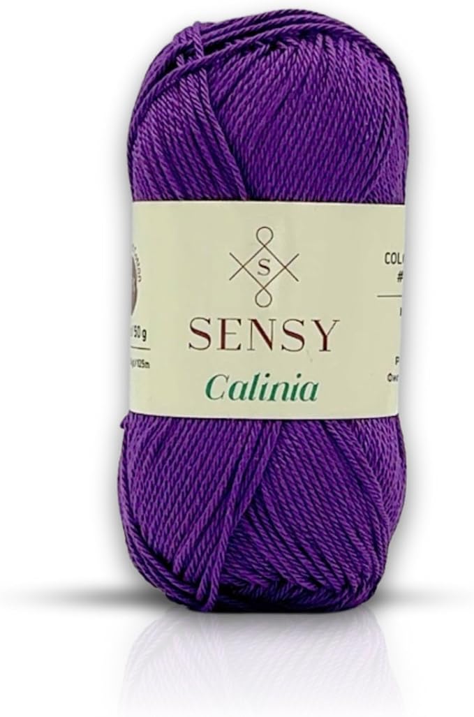 S Sensy Calinia - Mercerized Giza Cotton Amigurumi Yarn, Purple, 131 Yards