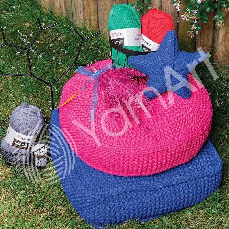 YarnArt Crochet Knitting Cord Yarn - Home Decoration for Baskets, Mats, Rugs, Underpads, Cushions, Blankets, Bags, Cat - Dog Beds - Super Bulky(6) - 8.80 Oz - 80 Yard - 1 Skein (750-BLACK)