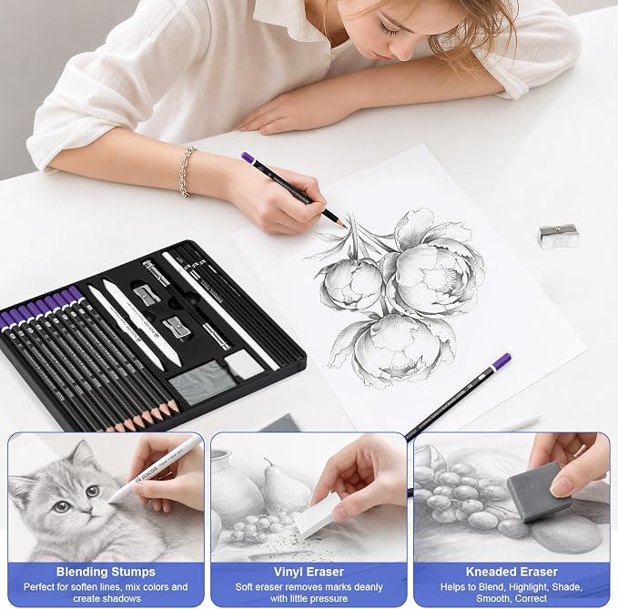 Sketch Pencils Sketching Pencils for Drawing Pencils for Artists Adult, 21 Art Graphite Pencil 8B to 4H