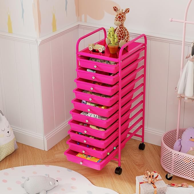 COSTWAY 10-Drawer Rolling Storage Cart, Utility Mobile Trolley