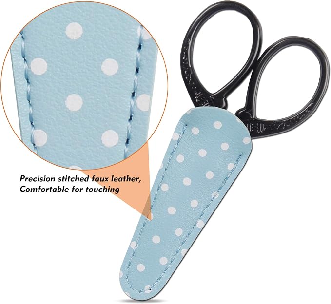 3.6inch Small Embroidery Scissors Sewing Crochet Cross Stitch | Knitting Scissors Sharp Craft Scissor with Leather Scissor Cover for Needlework Manual Sewing Handicrafts Tool