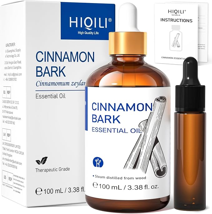 HIQILI Cinnamon Essential Oil for Spray, Skin Care, Diffuser