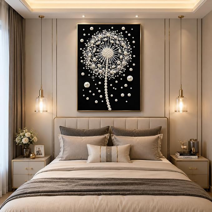 Morudeor Dandelion Diamond Art Pearl Painting Kits for Adults,Special Shape Diamond Art Kits for Flowers, DIY 3D Plastic Pearl Painting Kit for Home Decoration 12 × 16 inch