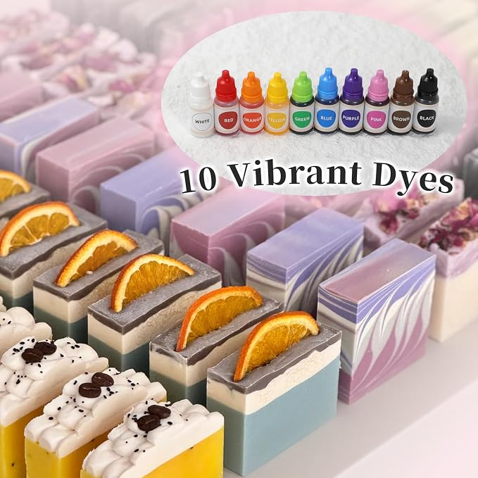 100+ Pcs Deluxe Soap Making Kit, 5.5lb Natural Soap Base with Soap Melting Pot, 8 Essential Oils, 10 Dyes, 5 Soap Molds, etc., All-in-One DIY Soap Making Supplies for Beginners