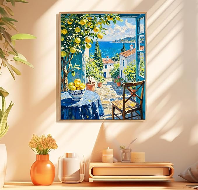 Beach Cute Lemons Paint by Numbers Kit for Adults Beginner (Without Frame)