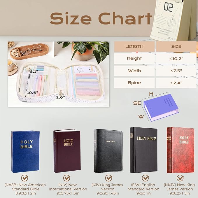XKDOUS Bible Cover Case for Women Bible Bag Journaling Kit w/Study Supplies