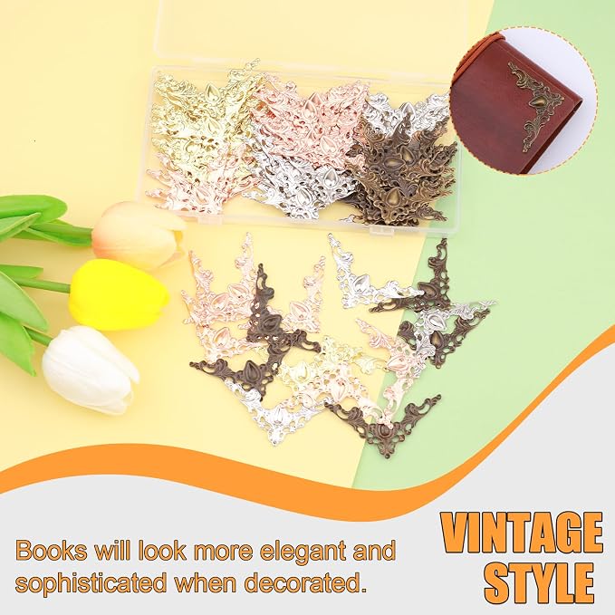 Olldag 100 PCS Metal Book Corners Protectors Edge Cover for Album Scrapbook
