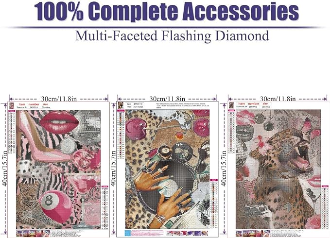 3 Pack Cheetah Diamond Art Kits for Adults Diamond Painting Kit for Adult
