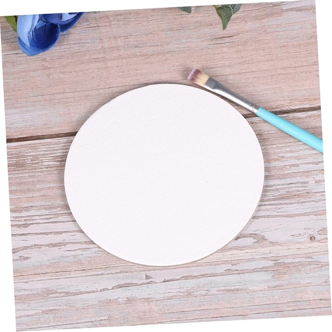 INOOMP 8pcs Round Canvas Panels for Oil Painting 4 Inch Primed Blank Canvases for Artists Mini Canvas Boards for Acrylic and Watercolor for Kids Crafts