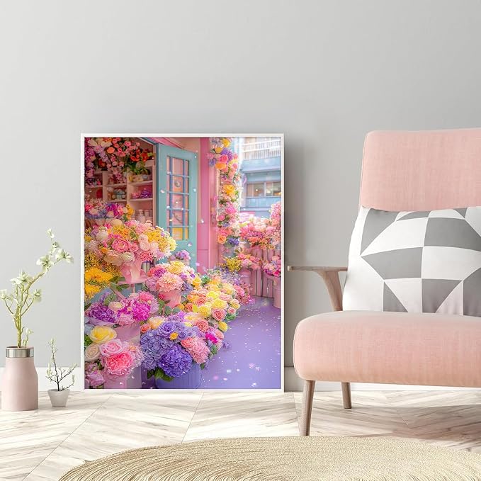Amaieuin Flowers Diamond Art for Adults,Flowers 5D Diamond Painting for Adults,Flower Gem Art for Adults Home Decor and Gifts 12x16in