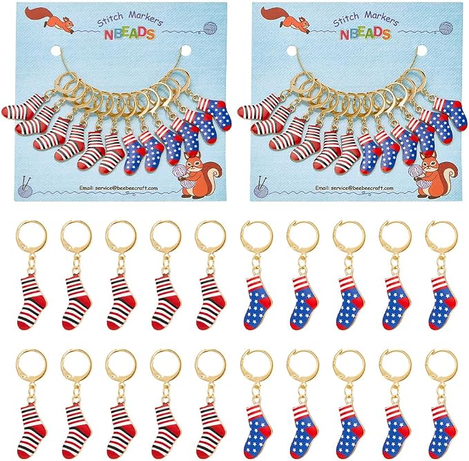 NBEADS 12 Pcs Socks Stitch Markers, Enamel Alloy Crochet Stitch Marker Charms Removable Locking Stitch Marker for Knitting Weaving Sewing Accessories Quilting Handmade Jewelry