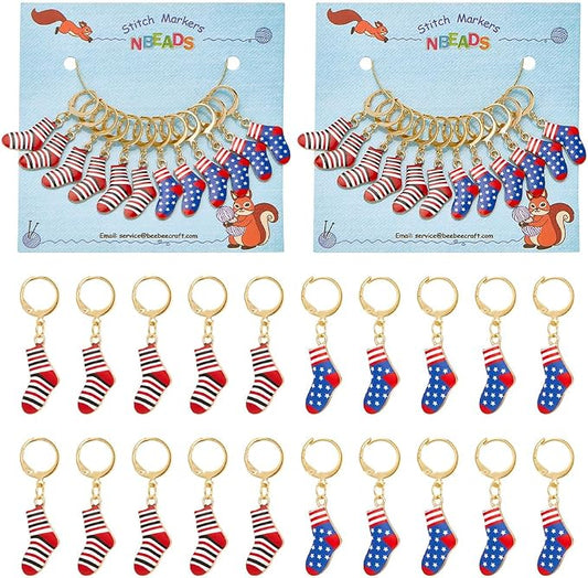 NBEADS 12 Pcs Socks Stitch Markers, Enamel Alloy Crochet Stitch Marker Charms Removable Locking Stitch Marker for Knitting Weaving Sewing Accessories Quilting Handmade Jewelry