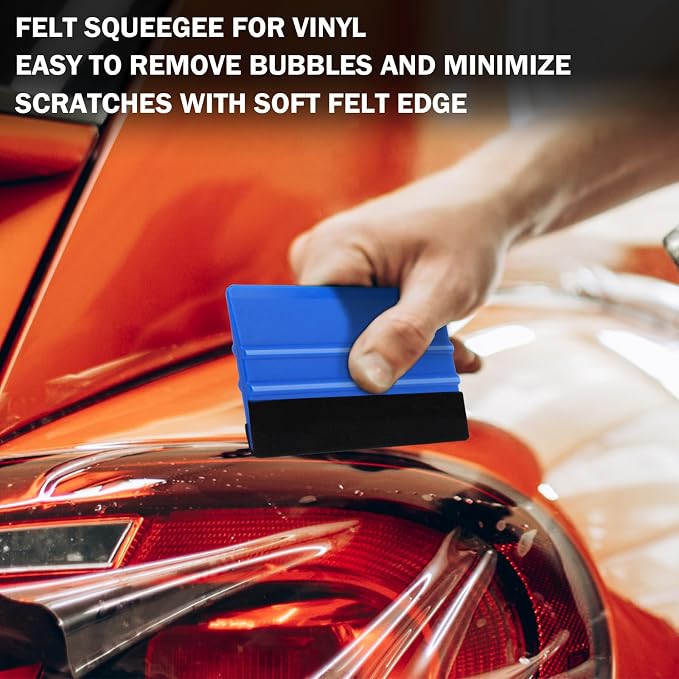 WRAPXPERT Blue Felt Squeegee,2 Pcs Squeegee for Vinyl,Medium Hardness Vinyl Squeegees Scraper Tool Kit for Crafts Car Wrap Window Tint Wallpaper Glass Film Application